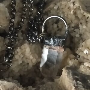 Quartz necklace beautiful crystal chain is not 925. Crystal is real.